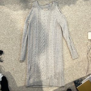 Loft grey heather cold shoulder sweater dress